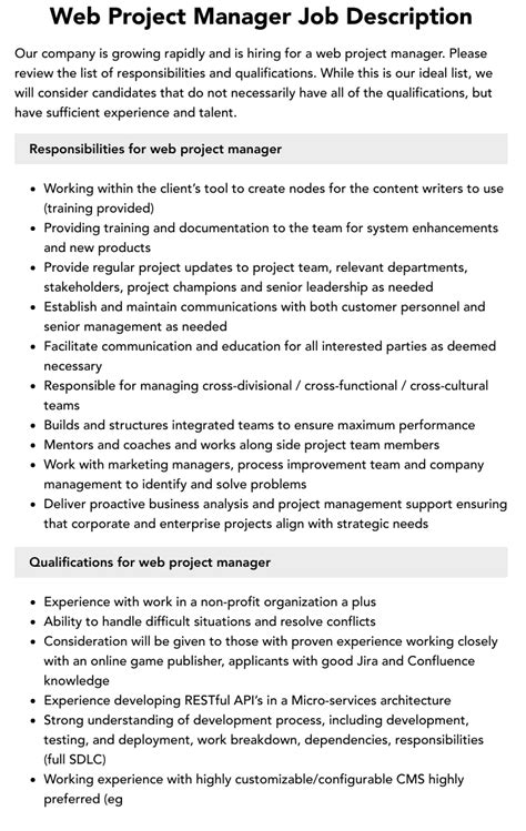 Image result for Project Manager Web Design Role
