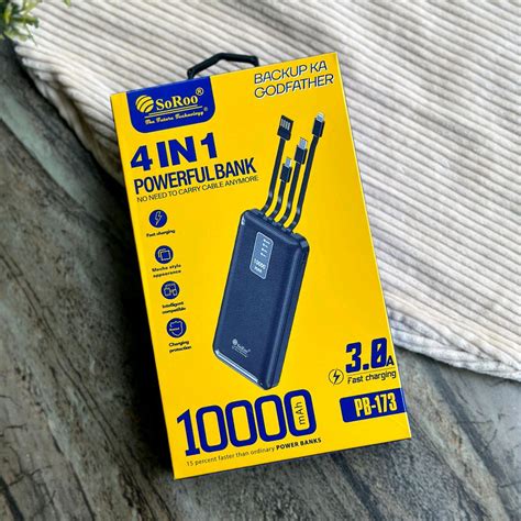 Original Soroo - PB-173 10000 mAh 3.7v 10W Power Bank with 4 in 1 ...