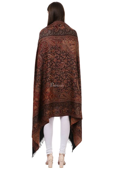 Pashtush Women'S Jamawar Shawl, Faux Pashmina, Black – Pashtush Shawl Store