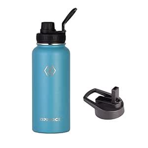 ZIPFORCE 32oz Stainless Steel Insulated Water Bottle 1000ml with Straw ...