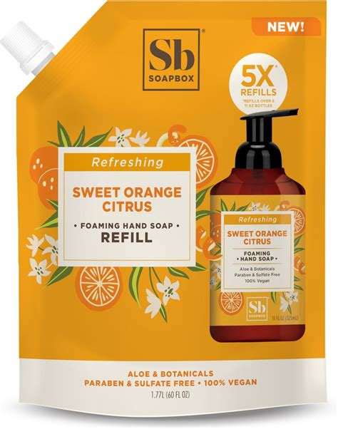 Amazon.com: Soapbox Foaming Hand Soap Refill, Sweet Orange Citrus ...