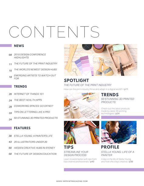 Image result for Contents Page Examples Magazine