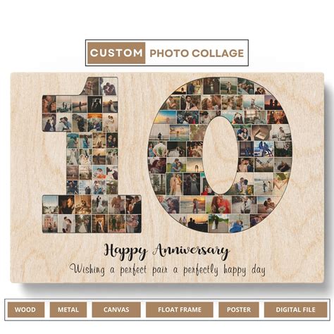 10 Year Anniversary Gifts for Men Women Custom Number Collage 10th ...