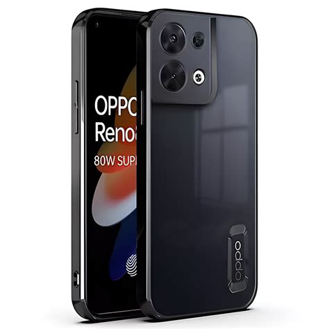 Black 6D Chrome Logo Cut Transparent Case for Oppo Reno 8 Pro – The Hatke