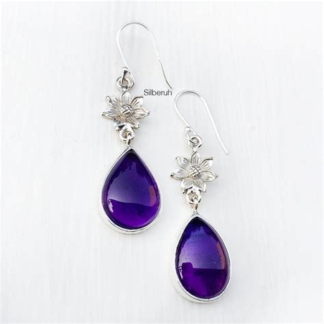 Amethyst Drop Silver Earring – SILBERUH