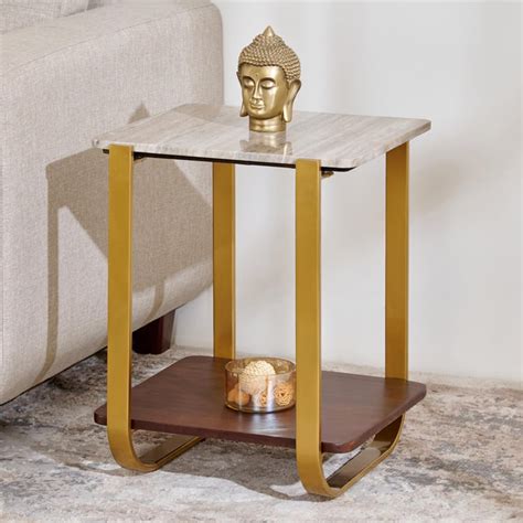 Buy Alexander Marble Top End Table - Gold from Home Centre at just INR ...