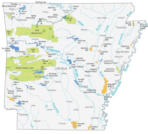 Arkansas Lakes and Rivers Map - GIS Geography