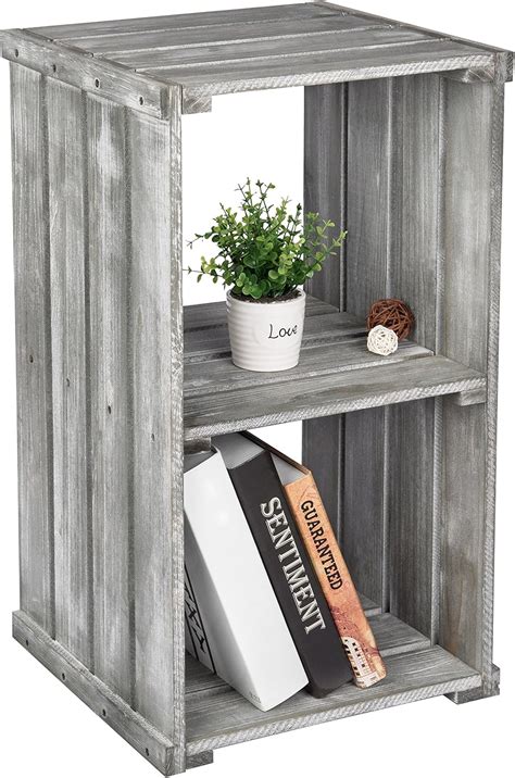 MyGift 2 Tier Rustic Dark Gray Wood Crate Design India | Ubuy