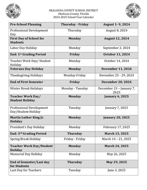 District School Calendar - School District Calendar