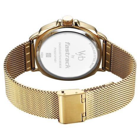 Buy Online Fastrack Vyb Pioneer Quartz Analog Silver Dial Golden Metal ...