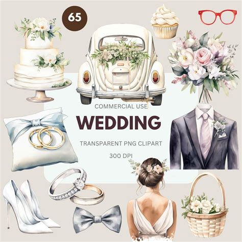 Wedding Clipart Pack, Bridal Watercolor, Bridal Shower, Wedding ...