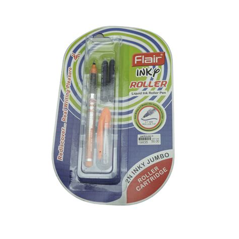 Flair Inky Roller Orange Color Body With Roller Medium Tip Catridge ...