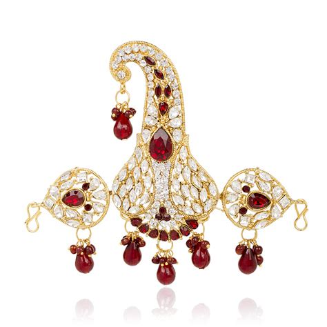 Buy CHOTTEY LAL AND SONS Safa Kalangi Padi Kilangi Kundan Brooch for ...