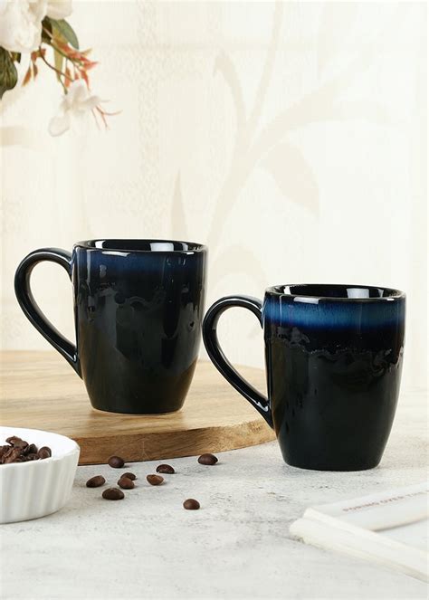 Get Leher Inky Blue Ceramic Coffee Mugs/ Milk Mugs Set Of Two at ₹ 629 ...