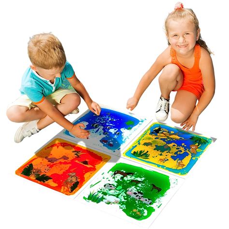 12in Animal-Themed Liquid Floor Tiles - 4 Pack