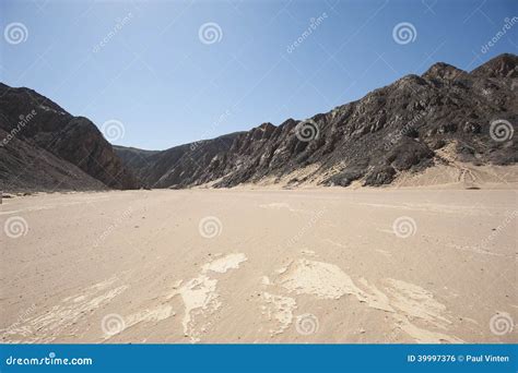 Dry River Valley in Desert Mountains Stock Photo - Image of nature ...