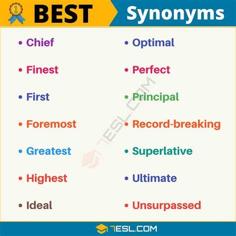 155 Synonyms for "Best" with Example | Another Word for “Best” • 7ESL