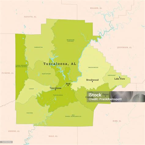 Al Tuscaloosa County Vector Map Green Stock Illustration - Download ...