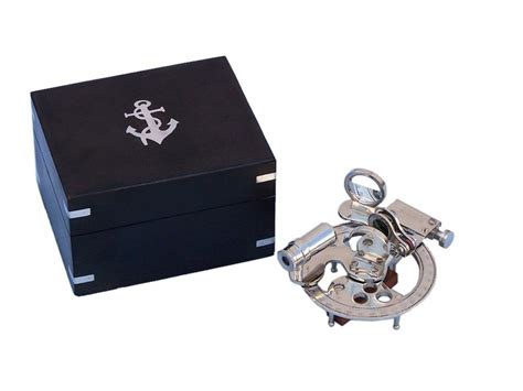 Buy Hampton Nautical NS-0450-CH Chrome Round Sextant with Rosewood Box ...