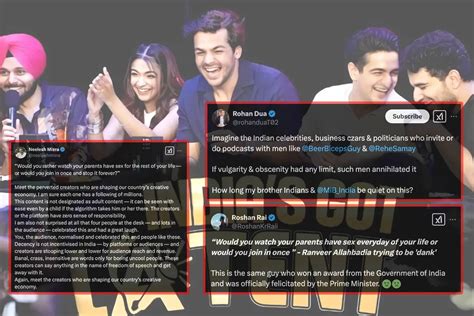 Cringe, pervert; Netizens slam Ranveer Allahabadia, Samay Raina on ...