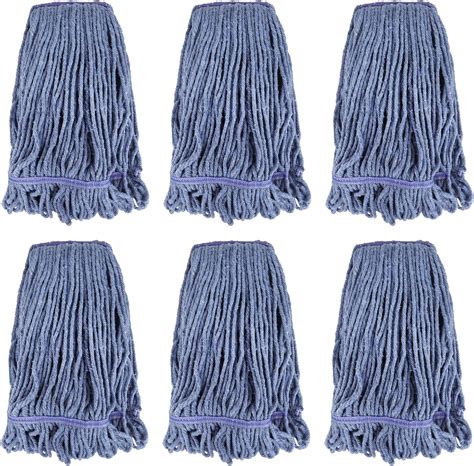 Commercial Heavy Duty Mop Heads Replacement: 6 Packs Industrial Wet Mop Head for Floor Cleaning ...