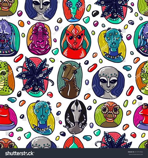 Alien Cartoon Pattern 的图像结果