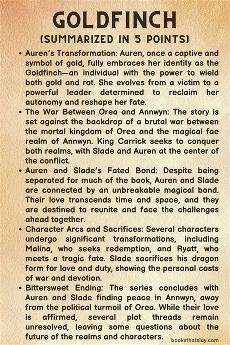 Goldfinch by Raven Kennedy Summary, Characters and Themes