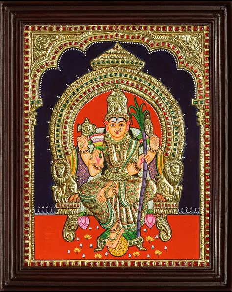 MyAngadi Traditional Kamatchi Amman Tanjore Painting - 22 Carat Gold ...