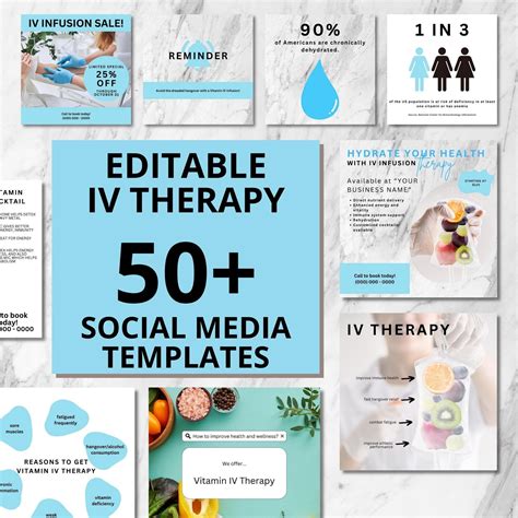 Editable IV Therapy Templates, IV Hydration, Vitamin IV, Social Media ...