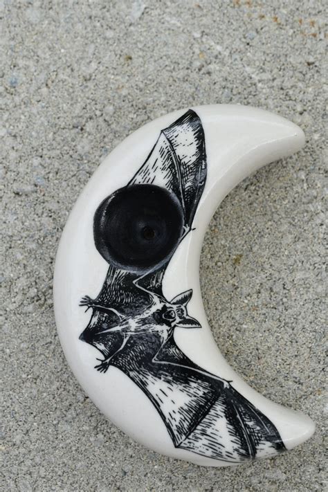 Black Bat, Bat, Alchemy, Crescent Moon Shaped, Ceramic, Handmade ...