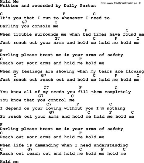Dolly Parton song: Hold Me, lyrics and chords
