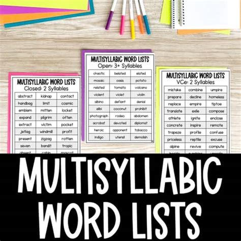 Multisyllabic Word Lists: All 6 Syllable Types | TPT
