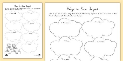 Ways to Show Respect for Kids Illustrated Worksheet