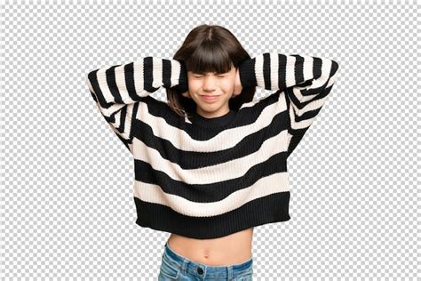 Little girl over isolated green chroma key background frustrated and ...