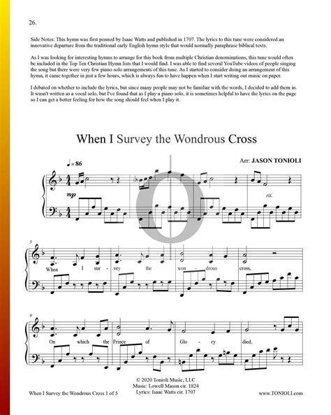 When I Survey The Wondrous Cross door Lowell Mason | piano bladmuziek ...
