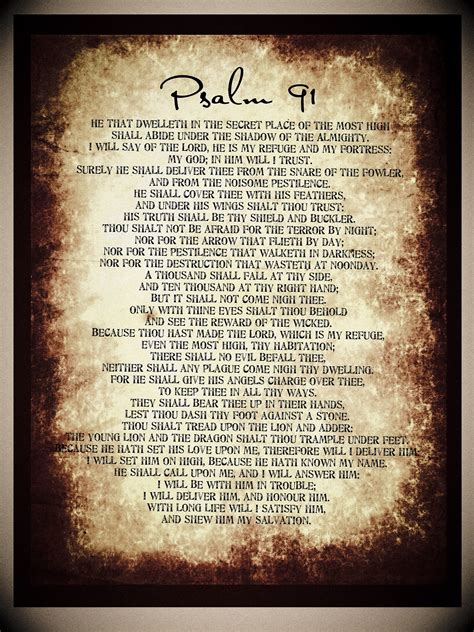 Psalm 91 Prayer For Protection Biblical Verse Printable Etsy Free ...