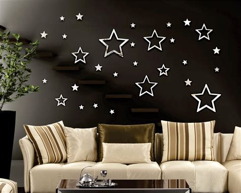 Buy Wall1ders New Star Silver (Pack of 30) 3D Wall Decor 3D Acrylic ...