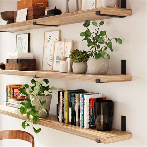 Wallniture Forte 72 in Floating Shelves, Wall Bookshelf, 2 Pcs, Burnt ...