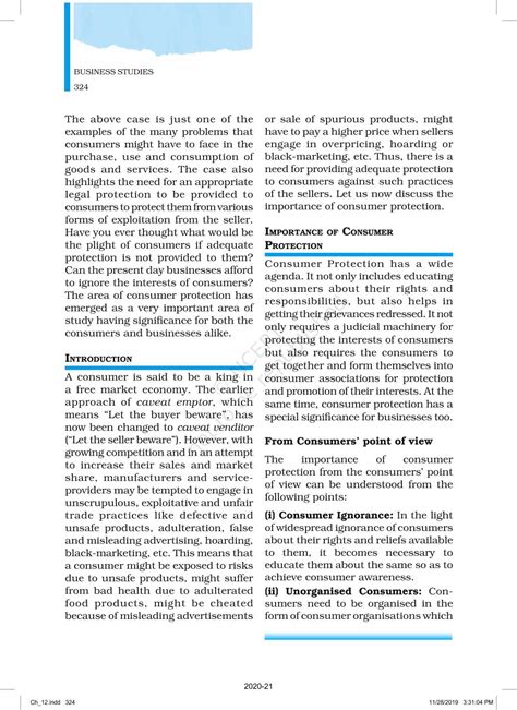 Consumer Protection - NCERT Book of Class 12 Business Studies Part II