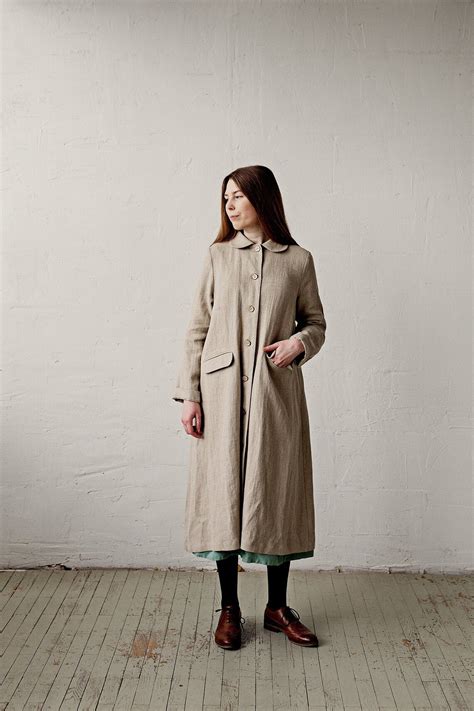 Natural Classic Linen Coat Linen Coat for Women Hand | Etsy