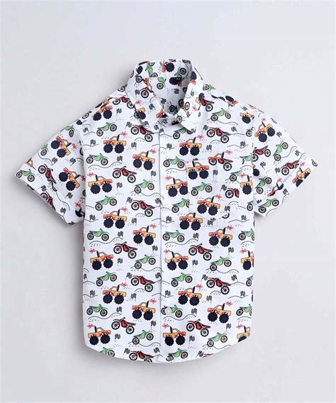Racing Truck Print Pure Cotton Half Sleeve Shirt For Boys - Koochi ...