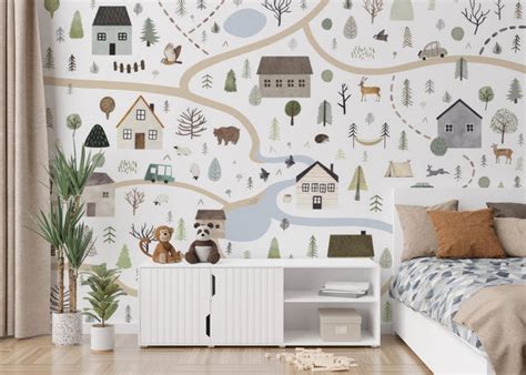 Order Kids Map Countryside Wall Mural for a Unique Room