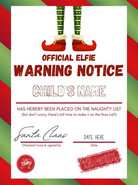 Customizable Official Elf Naughty List Warning Letter - Etsy