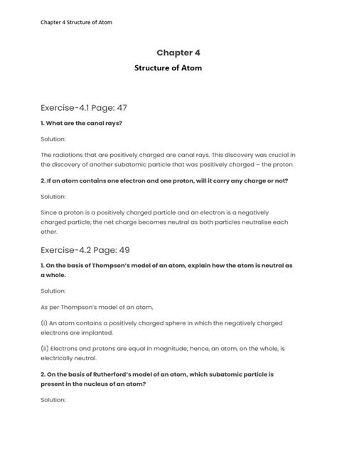 Grade 9 CH 4 Chemistry | PDF | Atoms | Proton