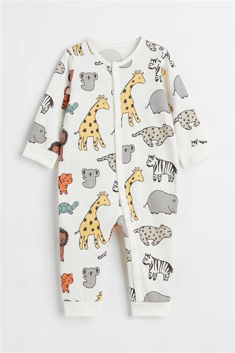 Patterned all-in-one pyjamas - White/Animals - Kids | H&M IN