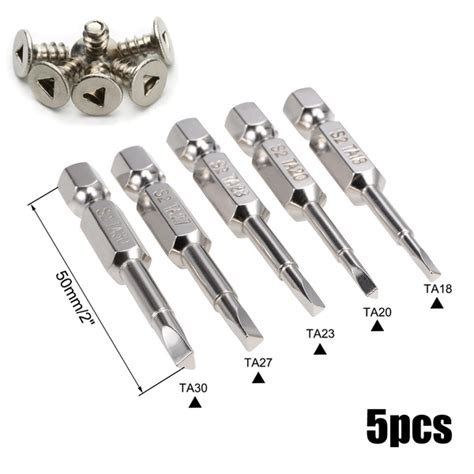 5Pcs TA18 TA20 TA23 TA27 TA30 Triangle Screwdriver Bit Set, 1/4 Inch ...