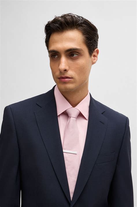 BOSS - Regular-fit suit jacket in stretch virgin wool - Blue