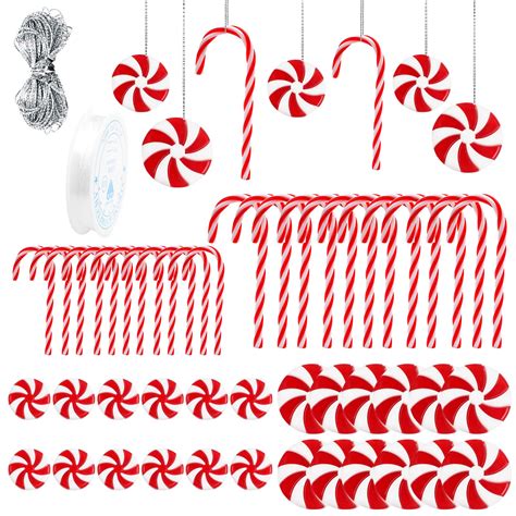 Amazon.com: LOMIMOS 50Pcs Christmas Candy Canes Ornament, Plastic Xmas ...