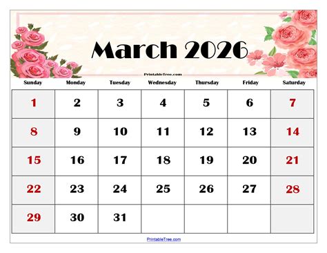 March Calendar 2026 Printable | Printable Calendars