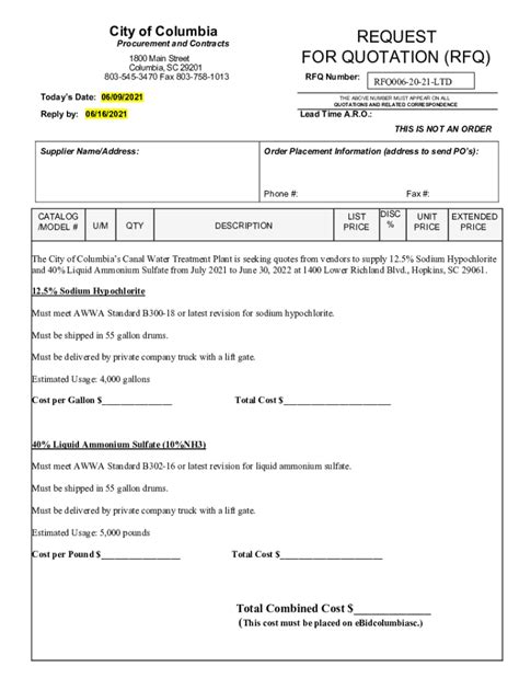 Fillable Online FOR QUOTATION (RFQ) Fax Email Print - pdfFiller